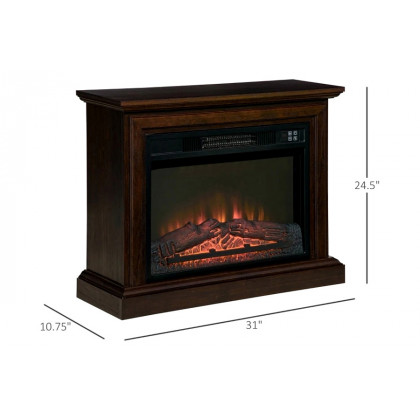 FaFurn 31 Inch Electric Fireplace Heater Dimmable Flame Effect and Mantel with Remote Control - Brown