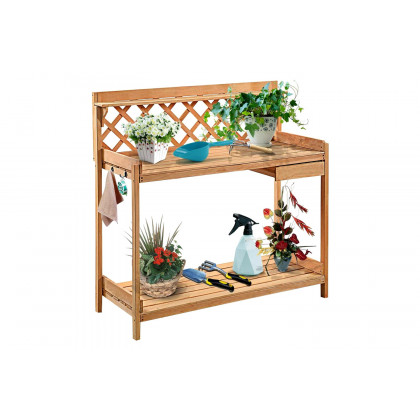 FaFurn - Solid Wood Garden Work Table Potting Bench in Natural Finish