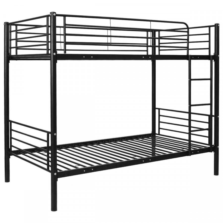 FaFurn - Twin Size Bunk Bed with Ladder in Black/White, Metal