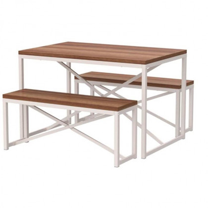 FaFurn 3-Piece Modern Dining Set - Walnut, Wood
