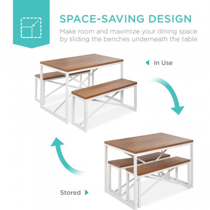 FaFurn 3-Piece Modern Dining Set - Walnut, Wood