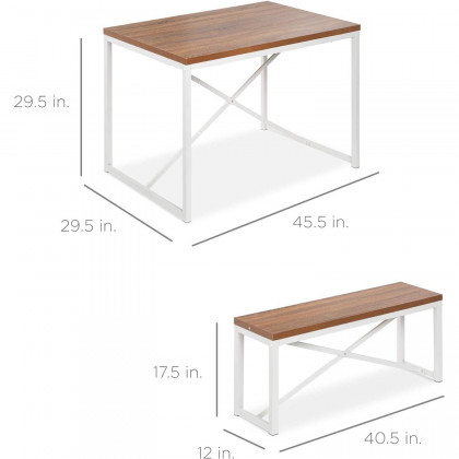 FaFurn 3-Piece Modern Dining Set - Walnut, Wood