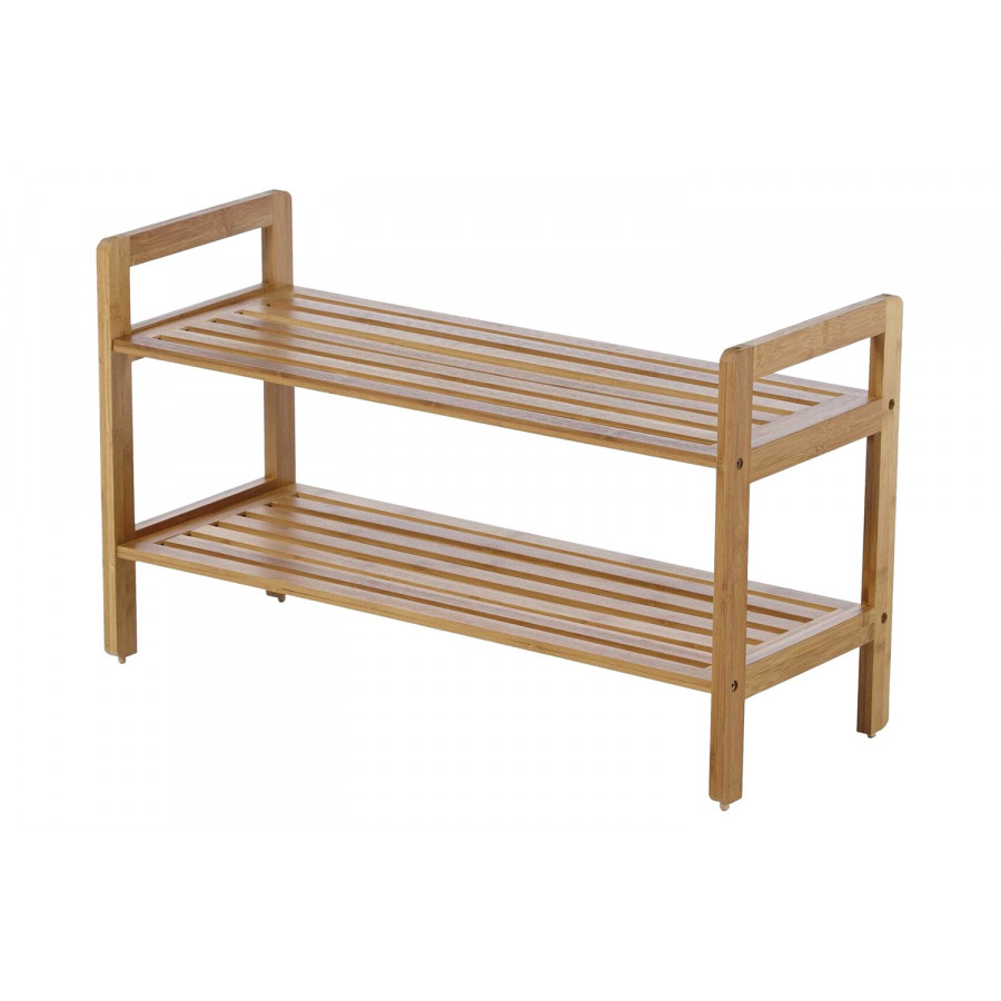 FaFurn - Modern Bamboo 2-Shelf Shoe Rack Holds Up To 8-Pair of Shoes