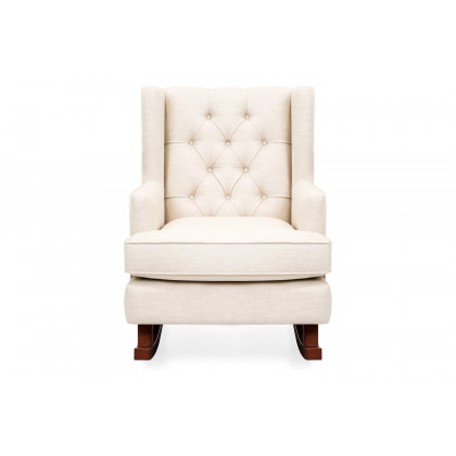 FaFurn - Beige Soft Tufted Upholstered Wingback Rocker Rocking Chair