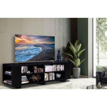 FaFurn Modern TV Stand in Wood Finish Holds Up To 60-Inch TV - Black