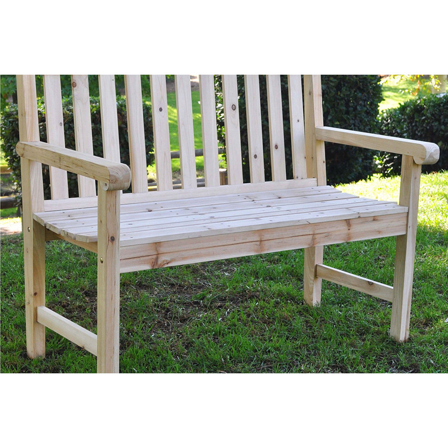 FaFurn - Outdoor Cedar Wood Garden Bench in Natural with 475Lbs. Weight Limit