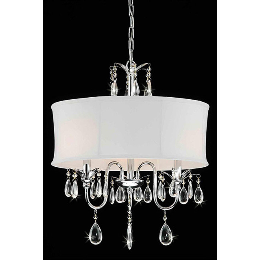 FaFurn - 3-Light Chrome Crystal Chandelier with Fabric Shade