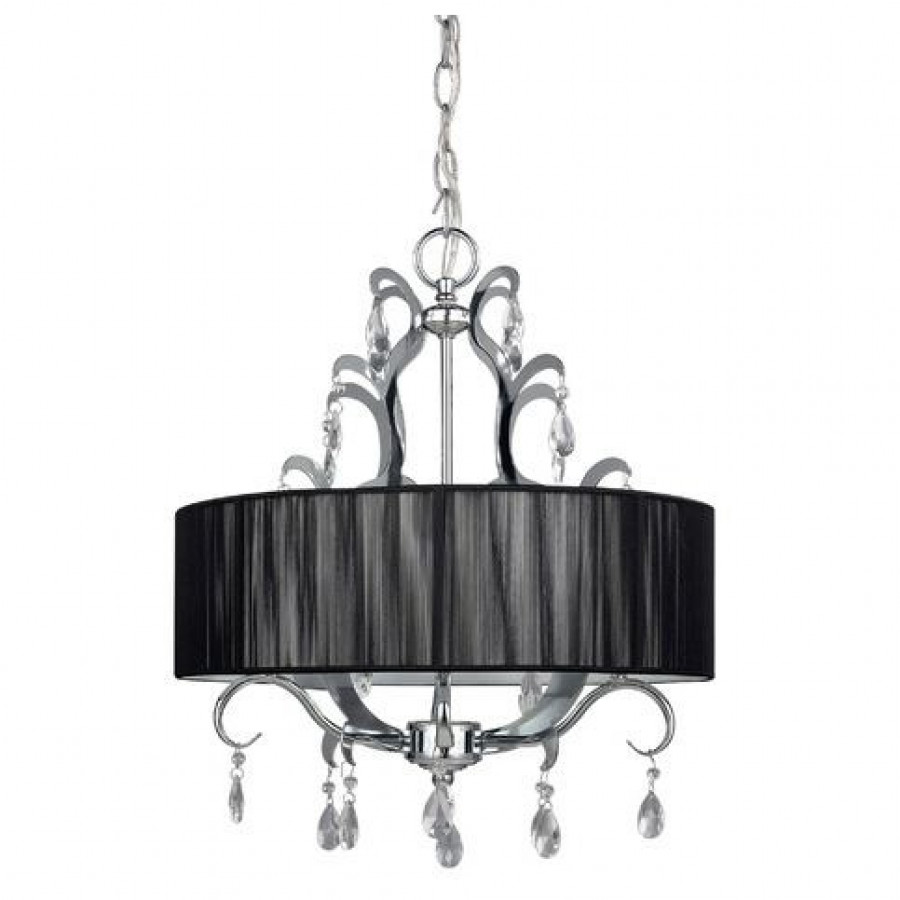 FaFurn - 4-Light Chandelier with Black Drum Shade in Black