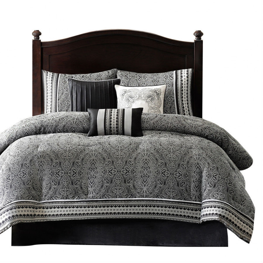 FaFurn - 7-Piece California Size Comforter Set in Black