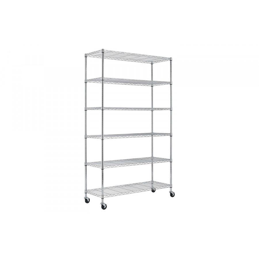 FaFurn - Heavy Duty 6-Shelf Metal Storage Rack Shelving Unit with Casters