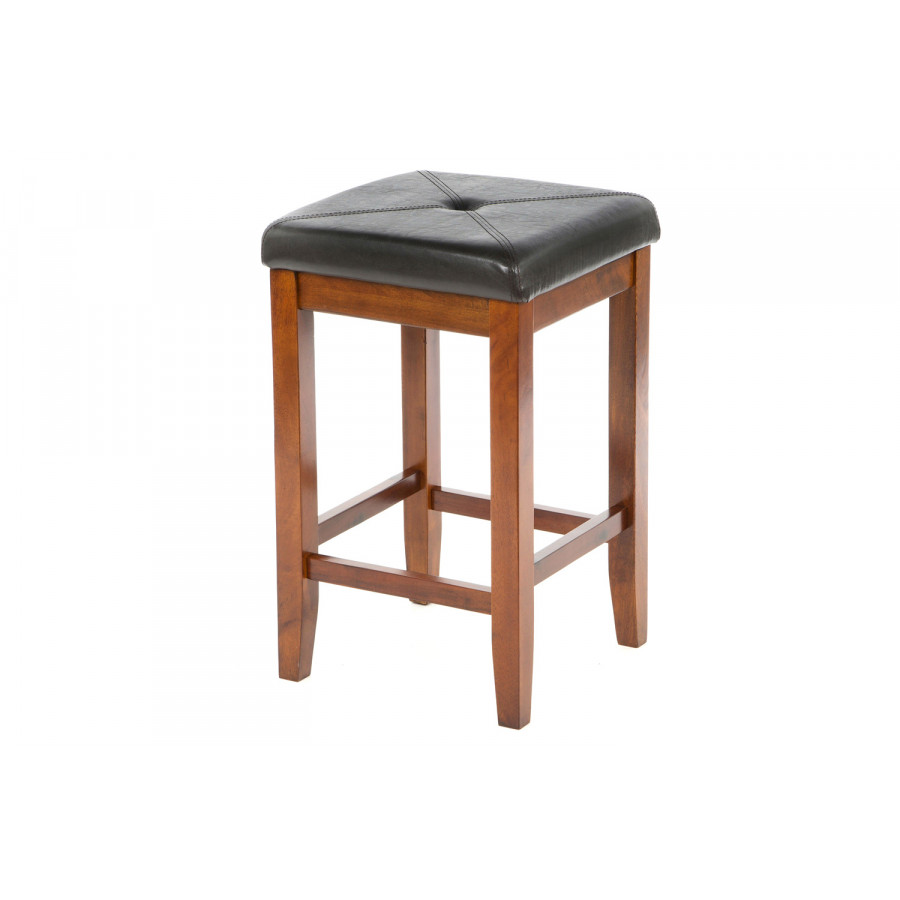 FaFurn Vintage Bar Stools with Faux Leather Cushion Seat (Set of 2) - Cherry/Black
