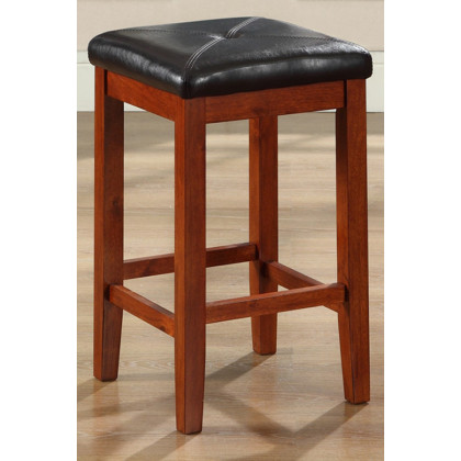 FaFurn - Vintage Bar Stools with Faux Leather Cushion Seat (Set of 2)