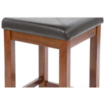 FaFurn Vintage Bar Stools with Faux Leather Cushion Seat (Set of 2) - Cherry/Black