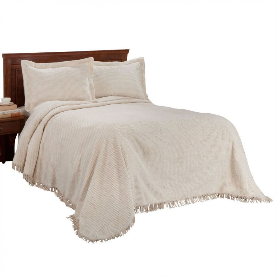 FaFurn - Queen Size Bedspread Set with Fringe Edge in Cotton