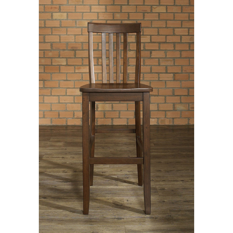 FaFurn Solid Hardwood 30-Inch Bar Stool in Wood Finish (Set of 2) - Mahogany