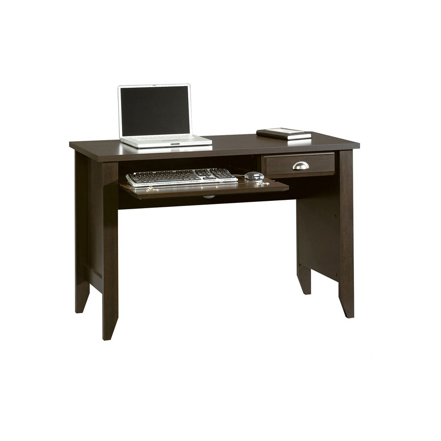 FaFurn - Computer Desk with Keyboard Tray in Dark Brown Wood Finish