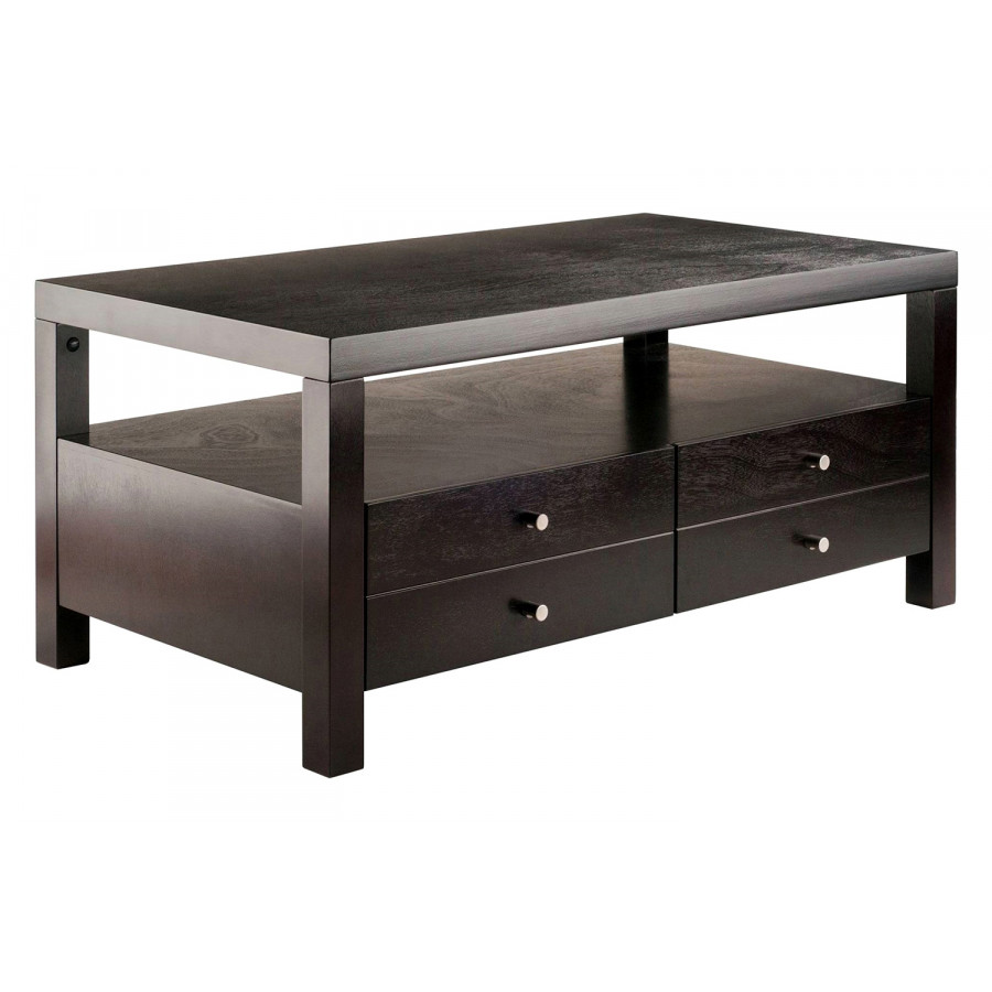 FaFurn - Modern Espresso 2 Drawer Coffee Table
