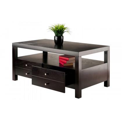 FaFurn - Modern Espresso 2 Drawer Coffee Table