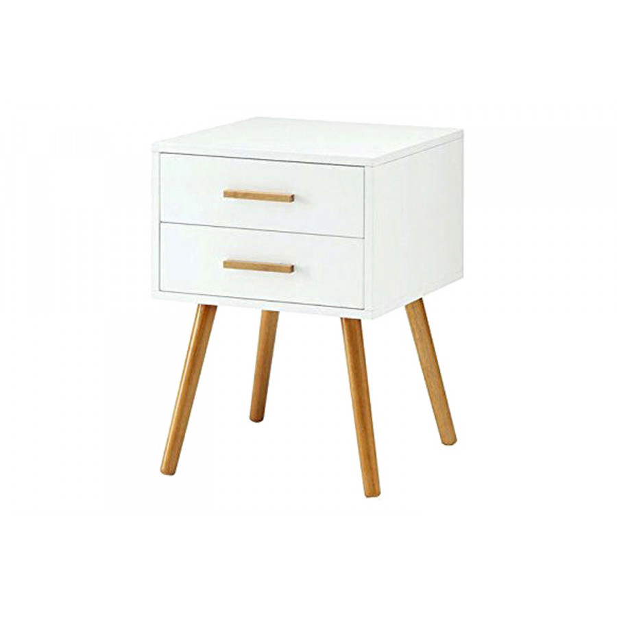 FaFurn Modern 2-Drawer End Table/Nightstand - White