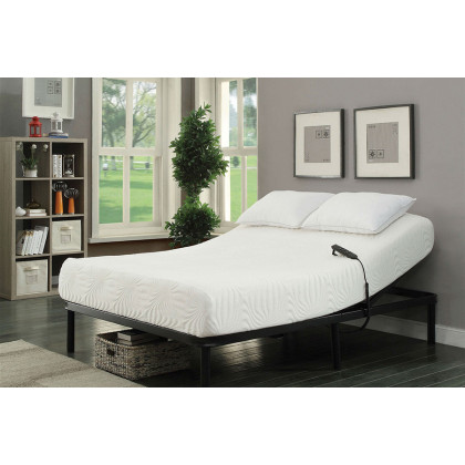 FaFurn - Full Size Sturdy Black Metal Adjustable Bed Base with Remote