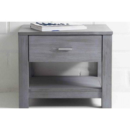 FaFurn - Contemporary Gray Solid Pine 1 Drawer Nightstand