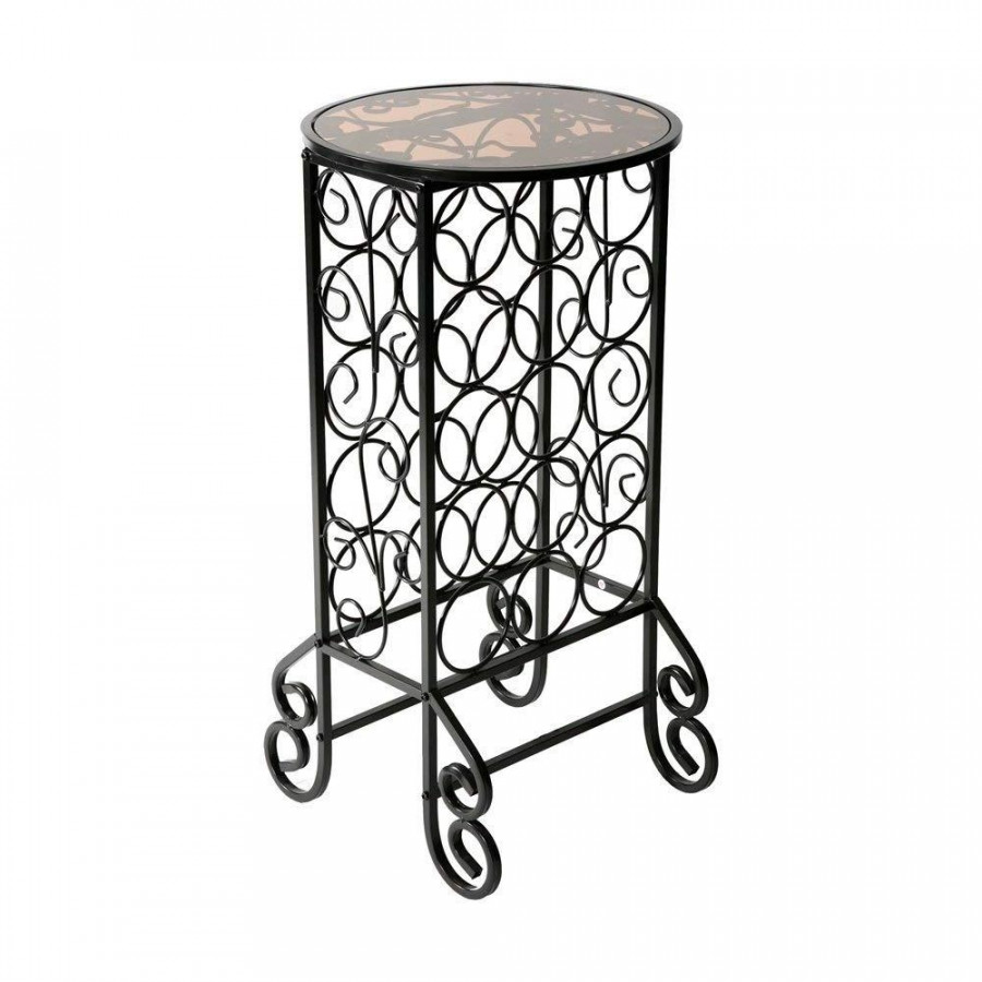 FaFurn - Accent Table with Wine Rack in Black, Iron