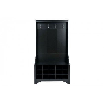 FaFurn Entryway Hall Tree Shoe Cubbie Coat Rack - Black
