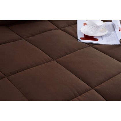 FaFurn Traditional Microfiber Reversible 3 Piece Comforter Set - Brown, Twin/Twin XL Size