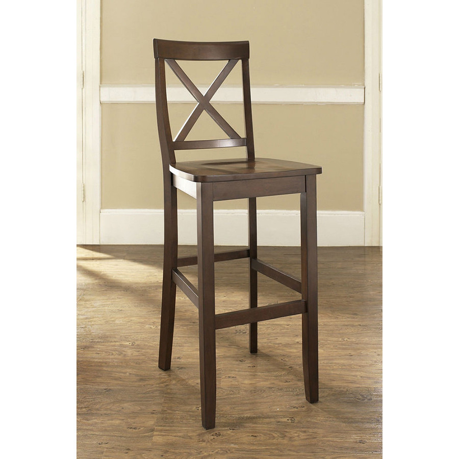 FaFurn X-Back 30-Inch Solid Wood Barstool (Set of 2) - Mahogany