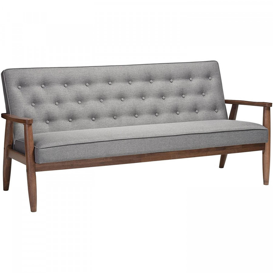FaFurn - Modern Sofa with Wood Frame in Gray, Fabric