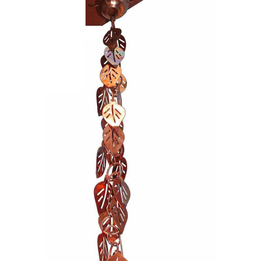FaFurn - Pure Copper 8.5 Ft Leaves Rain Chain Rainwater Downspout