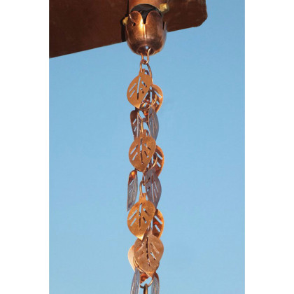 FaFurn - Pure Copper 8.5 Ft Leaves Rain Chain Rainwater Downspout