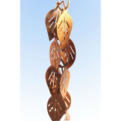 FaFurn - Pure Copper 8.5 Ft Leaves Rain Chain Rainwater Downspout