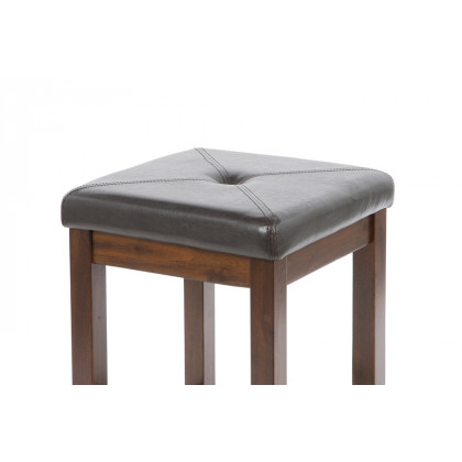 FaFurn Vintage Bar Stools with Faux Leather Cushion Seat (Set of 2) - Mahogany