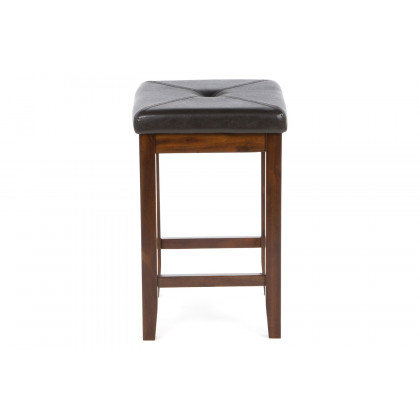 FaFurn Vintage Bar Stools with Faux Leather Cushion Seat (Set of 2) - Mahogany