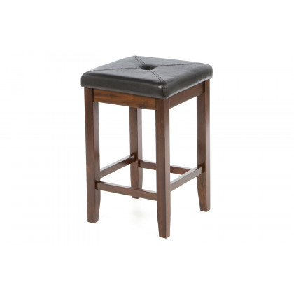 FaFurn Vintage Bar Stools with Faux Leather Cushion Seat (Set of 2) - Mahogany