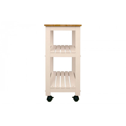 FaFurn - White Kitchen Microwave Cart with Butcher Block Top & Locking Casters
