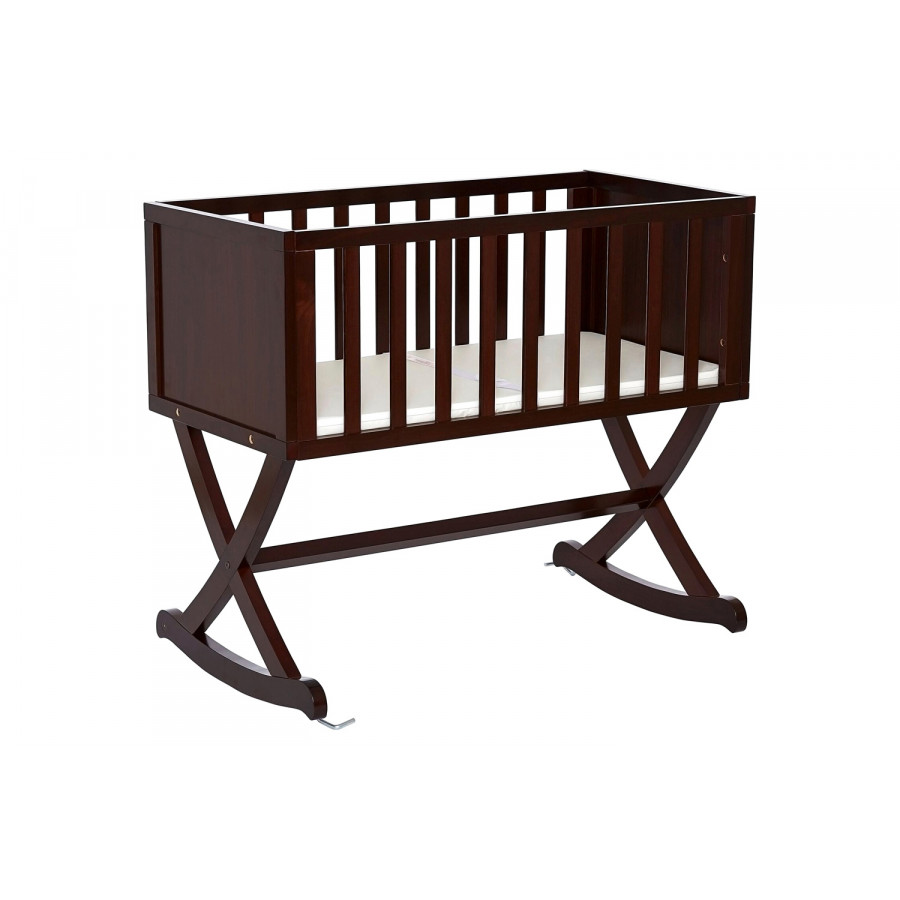 FaFurn Solid Wood Rocking Baby Glider Cradle with Crib Mattress - Cherry