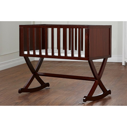 FaFurn Solid Wood Rocking Baby Glider Cradle with Crib Mattress - Cherry