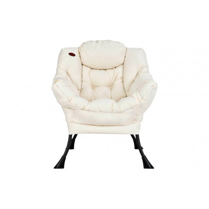FaFurn Modern Cushioned Accent Chair with Side Pocket - Beige, Polyester Fabric/Steel