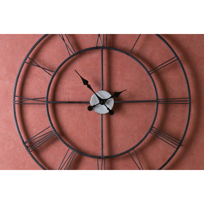 FaFurn - Oversized 30-Inch Black Wall Clock with Roman Numerals