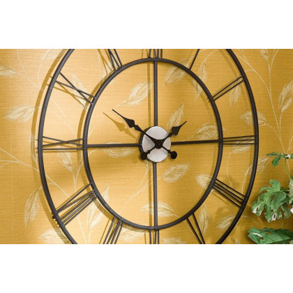 FaFurn - Oversized 30-Inch Black Wall Clock with Roman Numerals