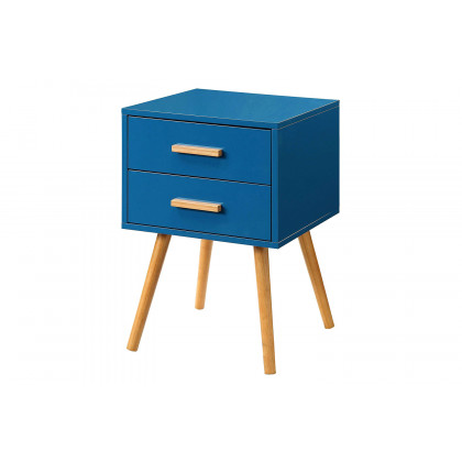 FaFurn Modern 2-Drawer End Table/Nightstand - Blue