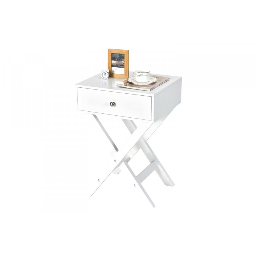 FaFurn - Retro X-Shape 1 Drawer Nightstand Coffee Table