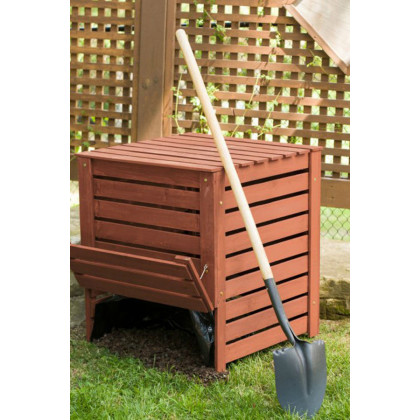 FaFurn - Outdoor 90 Gallon Solid Wood Compost Bin with Brown Finish