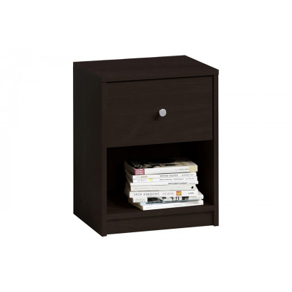 FaFurn - Modern 1-Drawer Bedroom Nightstand in Dark Brown Wood Finish