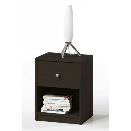 FaFurn - Modern 1-Drawer Bedroom Nightstand in Dark Brown Wood Finish