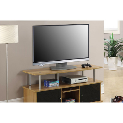 FaFurn - Modern 50-Inch TV Stand in Light Oak/Black Wood Finish