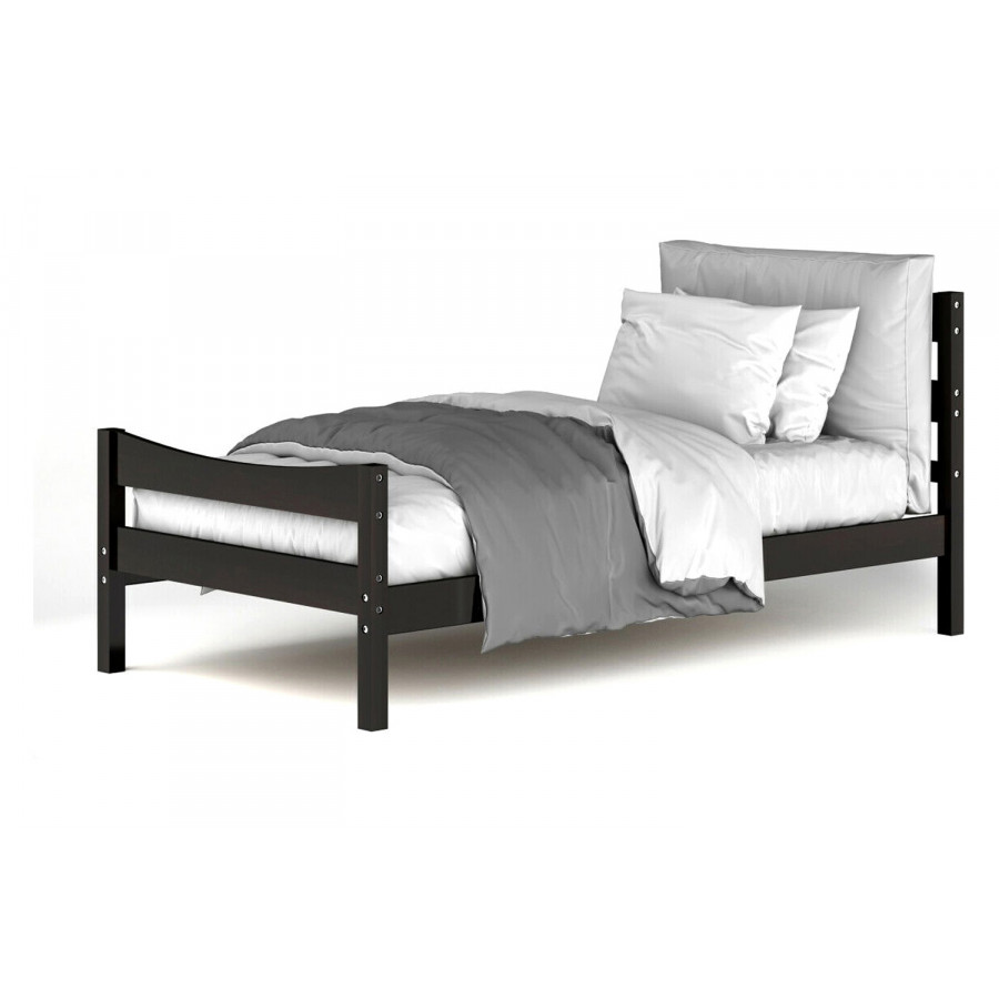 FaFurn Twin Size Farmhouse Style Pine Wood Platform Bed Frame - Espresso