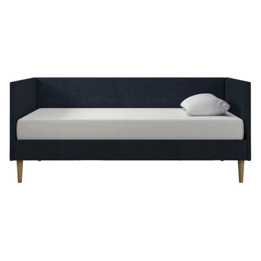 FaFurn - Twin Mid-Century Modern Dark Blue Linen Upholstered Daybed